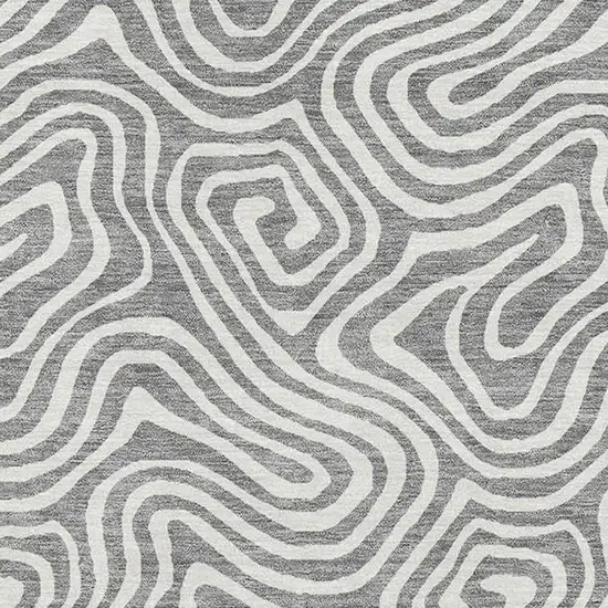 Gray And Ivory Abstract Washable Area Rug With UV Protection Photo 2