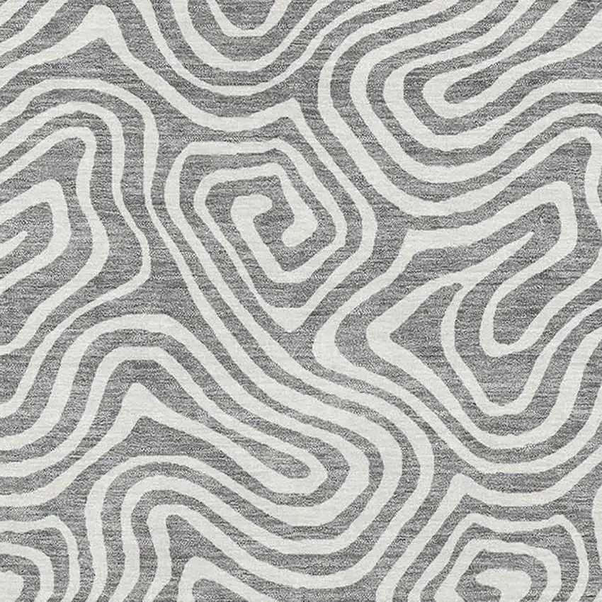 Gray And Ivory Abstract Washable Area Rug With UV Protection Photo 2
