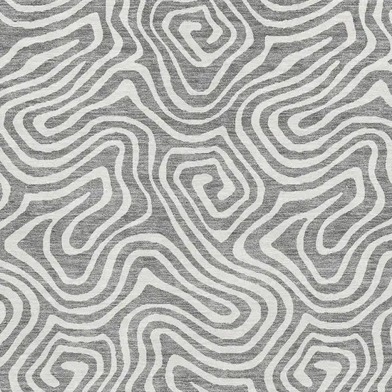 Gray And Ivory Abstract Washable Area Rug With UV Protection Photo 3