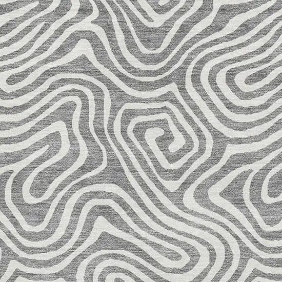 Gray And Ivory Abstract Washable Area Rug With UV Protection Photo 2