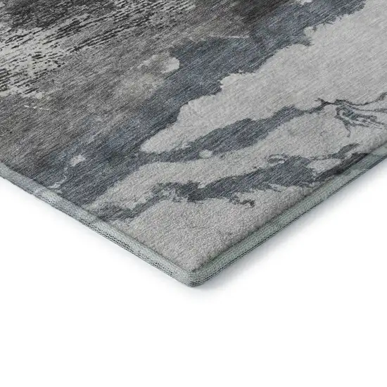 Gray And Ivory Abstract Washable Area Rug With UV Protection Photo 6