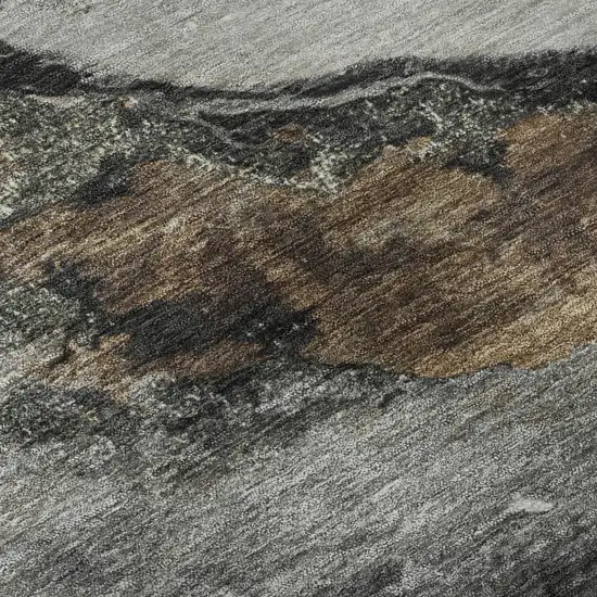 Gray And Ivory Abstract Washable Area Rug With UV Protection Photo 7