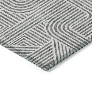 Photo of Gray And Ivory Abstract Washable Indoor Outdoor Area Rug