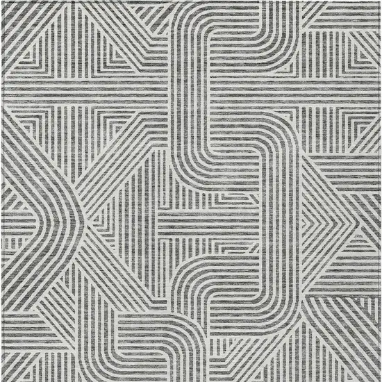 Gray And Ivory Abstract Washable Indoor Outdoor Area Rug Photo 7