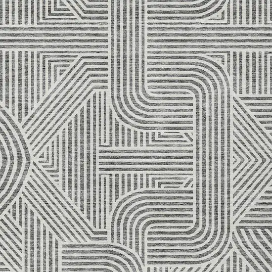 Gray And Ivory Abstract Washable Indoor Outdoor Area Rug Photo 6