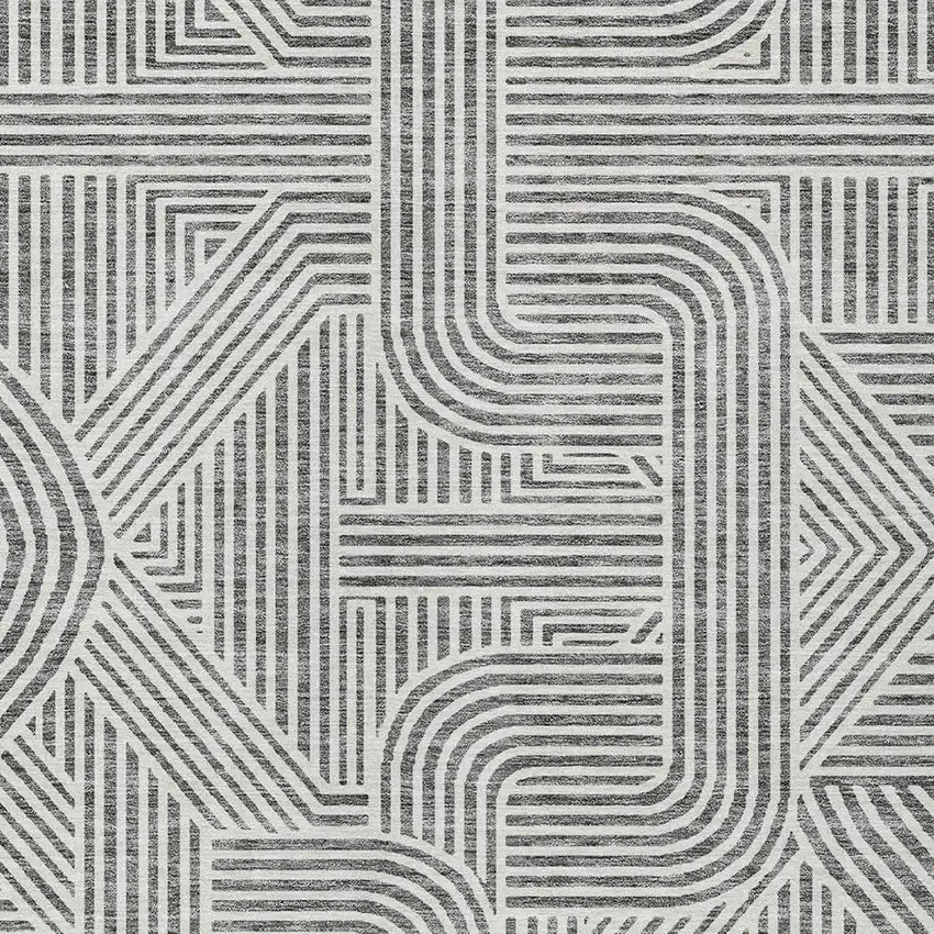 Gray And Ivory Abstract Washable Indoor Outdoor Area Rug Photo 6