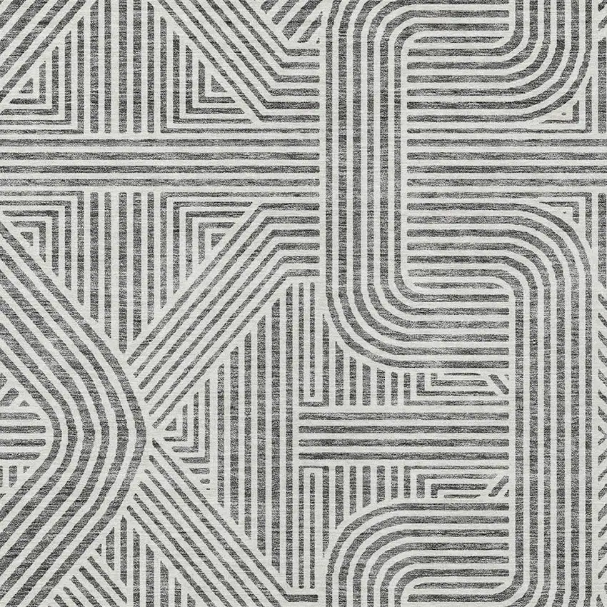 Gray And Ivory Abstract Washable Indoor Outdoor Area Rug Photo 9