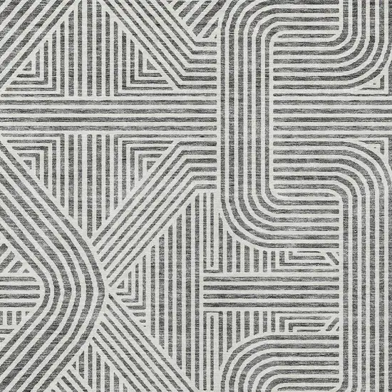 Gray And Ivory Abstract Washable Indoor Outdoor Area Rug Photo 8