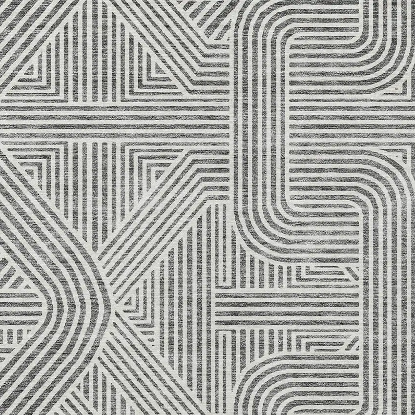 Gray And Ivory Abstract Washable Indoor Outdoor Area Rug Photo 8