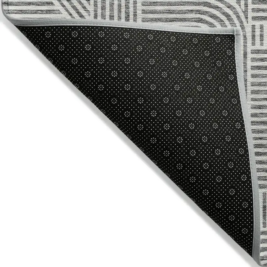 Gray And Ivory Abstract Washable Indoor Outdoor Area Rug Photo 4