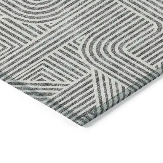 Gray And Ivory Abstract Washable Indoor Outdoor Area Rug Photo 5