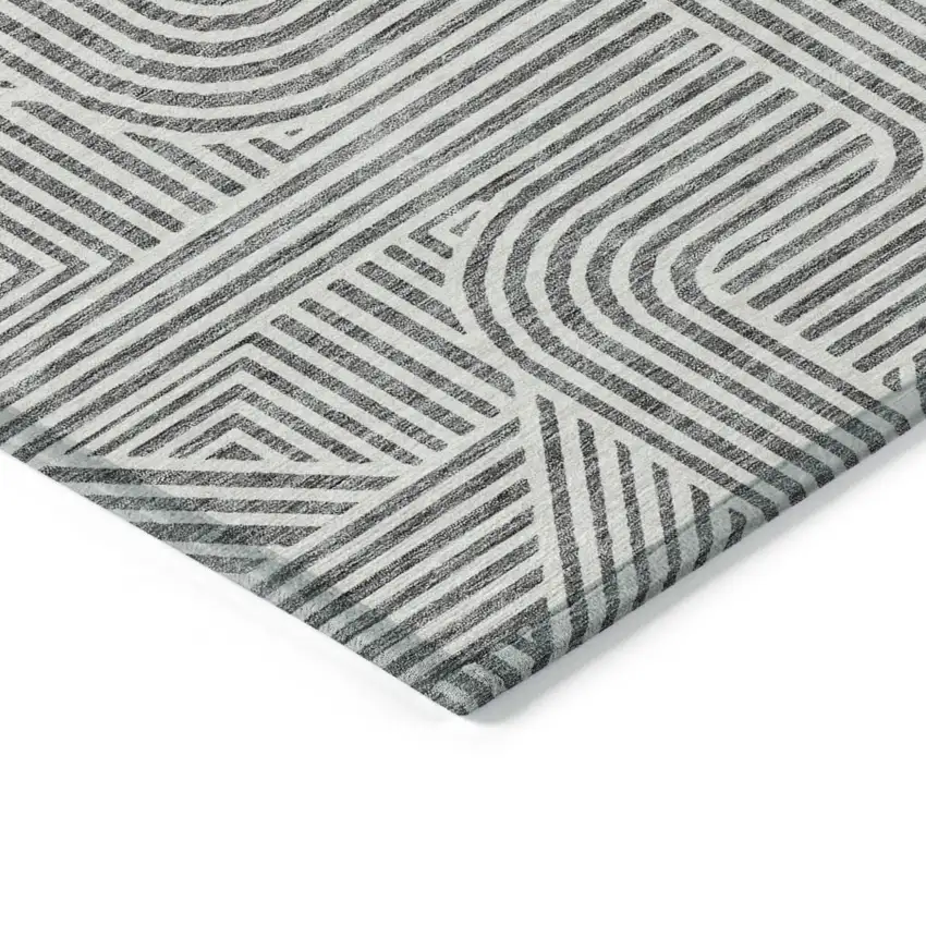 Gray And Ivory Abstract Washable Indoor Outdoor Area Rug Photo 5