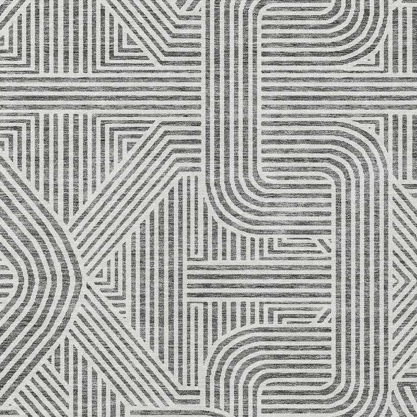 Gray And Ivory Abstract Washable Indoor Outdoor Area Rug Photo 6