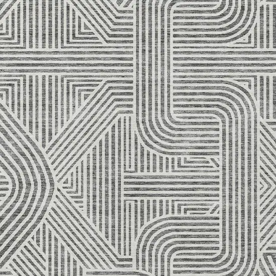 Gray And Ivory Abstract Washable Indoor Outdoor Area Rug Photo 6