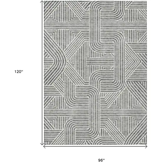 Gray And Ivory Abstract Washable Indoor Outdoor Area Rug Photo 3