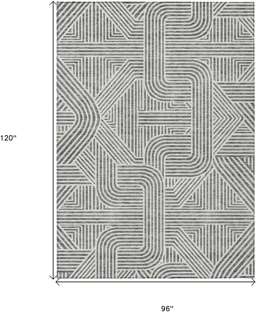 Gray And Ivory Abstract Washable Indoor Outdoor Area Rug Photo 3