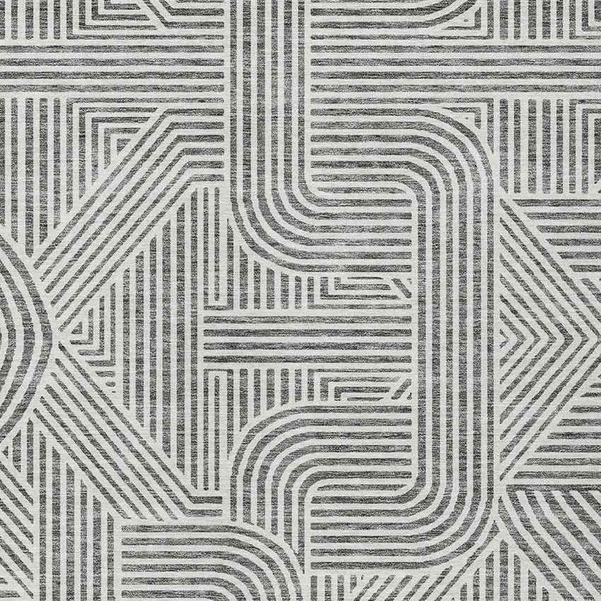 Gray And Ivory Abstract Washable Indoor Outdoor Area Rug Photo 6