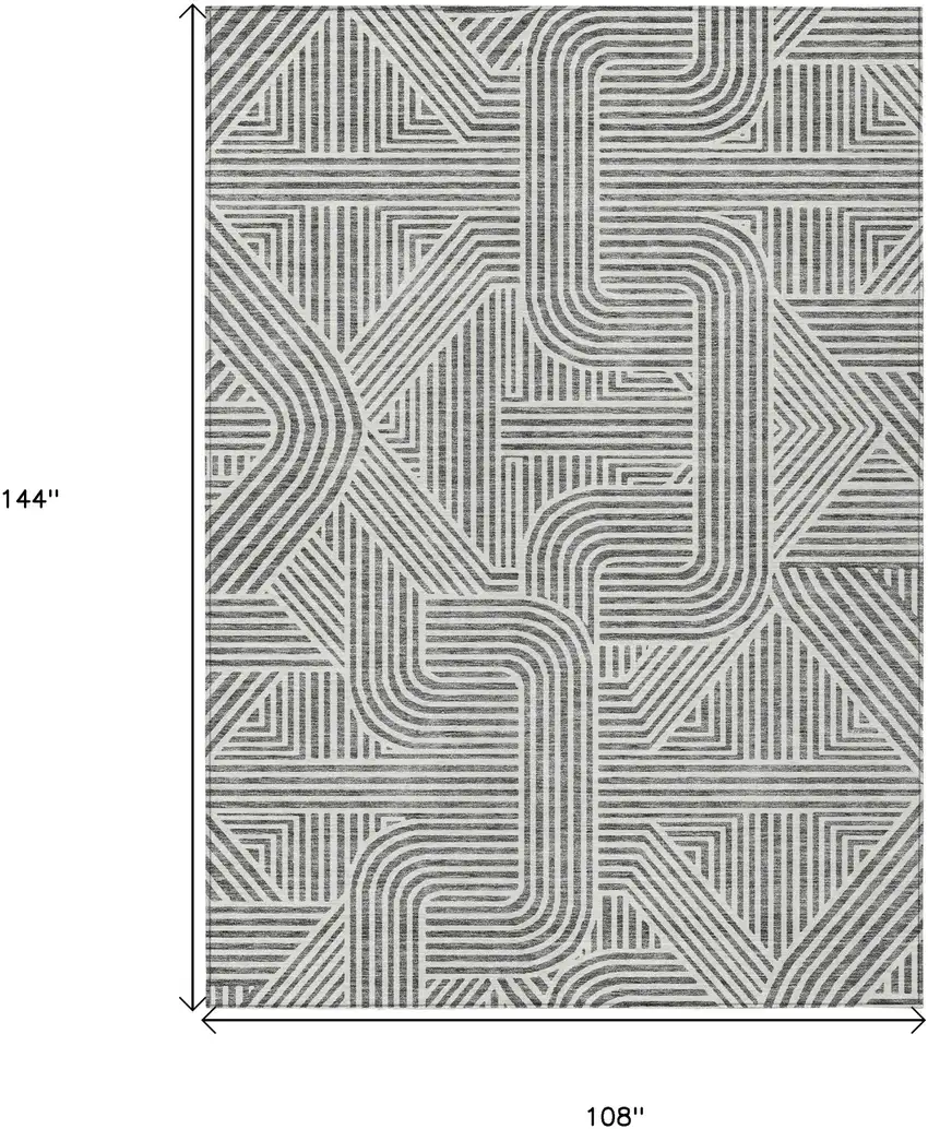 Gray And Ivory Abstract Washable Indoor Outdoor Area Rug Photo 3