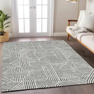 Photo of Gray And Ivory Abstract Washable Indoor Outdoor Area Rug