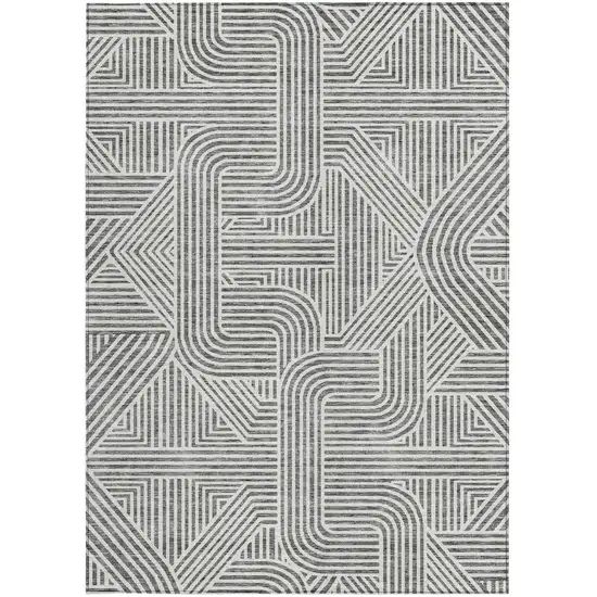 Gray And Ivory Abstract Washable Indoor Outdoor Area Rug Photo 7