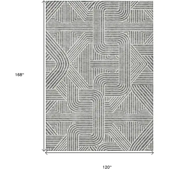 Gray And Ivory Abstract Washable Indoor Outdoor Area Rug Photo 3
