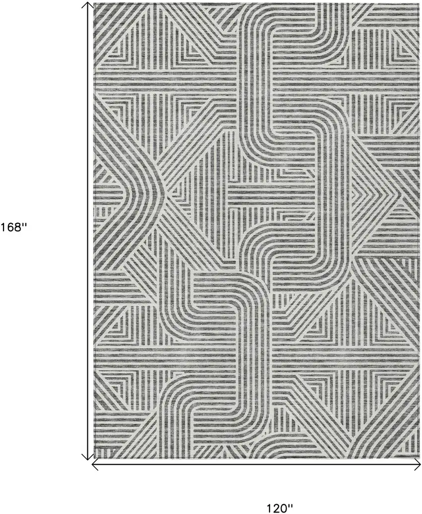 Gray And Ivory Abstract Washable Indoor Outdoor Area Rug Photo 3