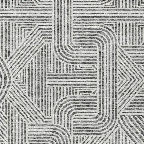 Gray And Ivory Abstract Washable Indoor Outdoor Area Rug Photo 6