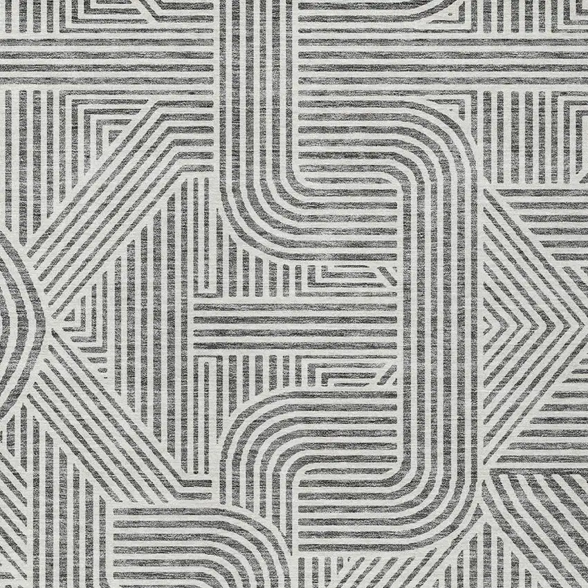 Gray And Ivory Abstract Washable Indoor Outdoor Area Rug Photo 6