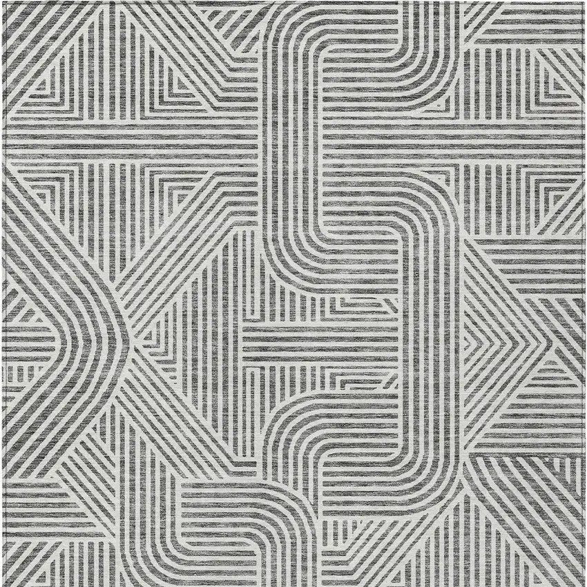 Gray And Ivory Abstract Washable Indoor Outdoor Area Rug Photo 7