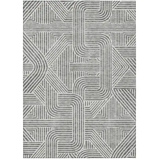 Gray And Ivory Abstract Washable Indoor Outdoor Area Rug Photo 2