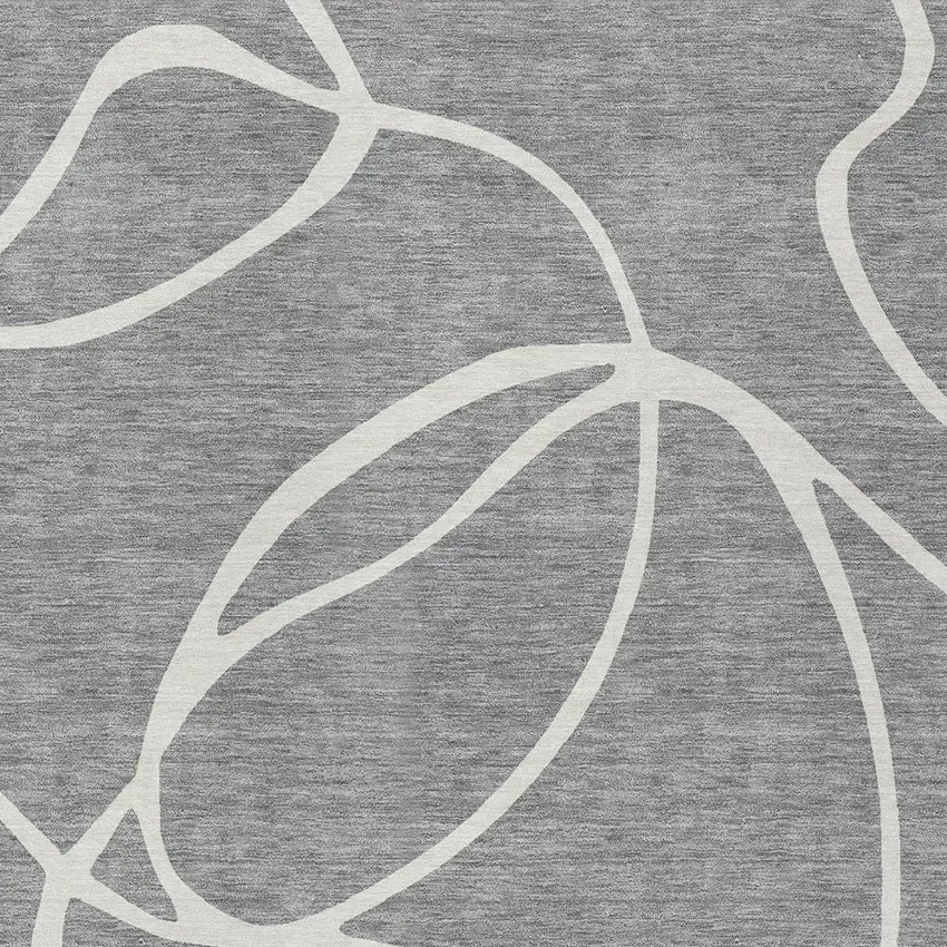 Gray And Ivory Abstract Washable Indoor Outdoor Area Rug Photo 6