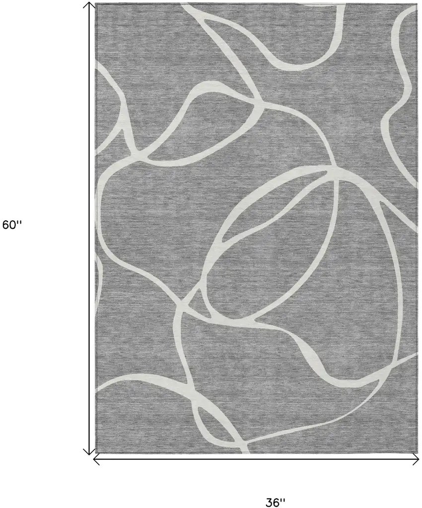 Gray And Ivory Abstract Washable Indoor Outdoor Area Rug Photo 3