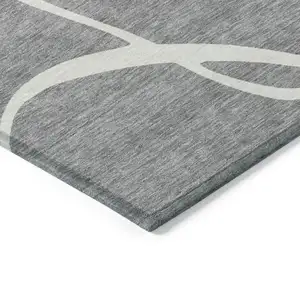 Photo of Gray And Ivory Abstract Washable Indoor Outdoor Area Rug