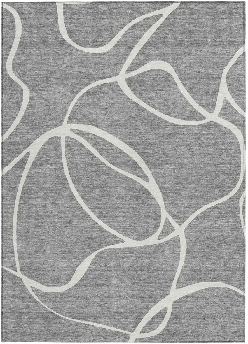 Gray And Ivory Abstract Washable Indoor Outdoor Area Rug Photo 6