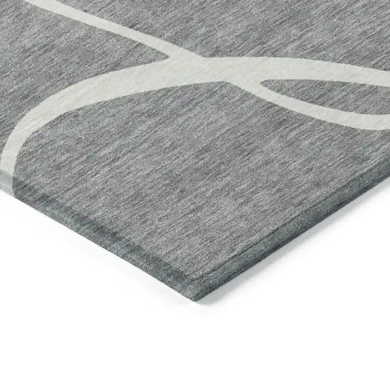 Gray And Ivory Abstract Washable Indoor Outdoor Area Rug Photo 4