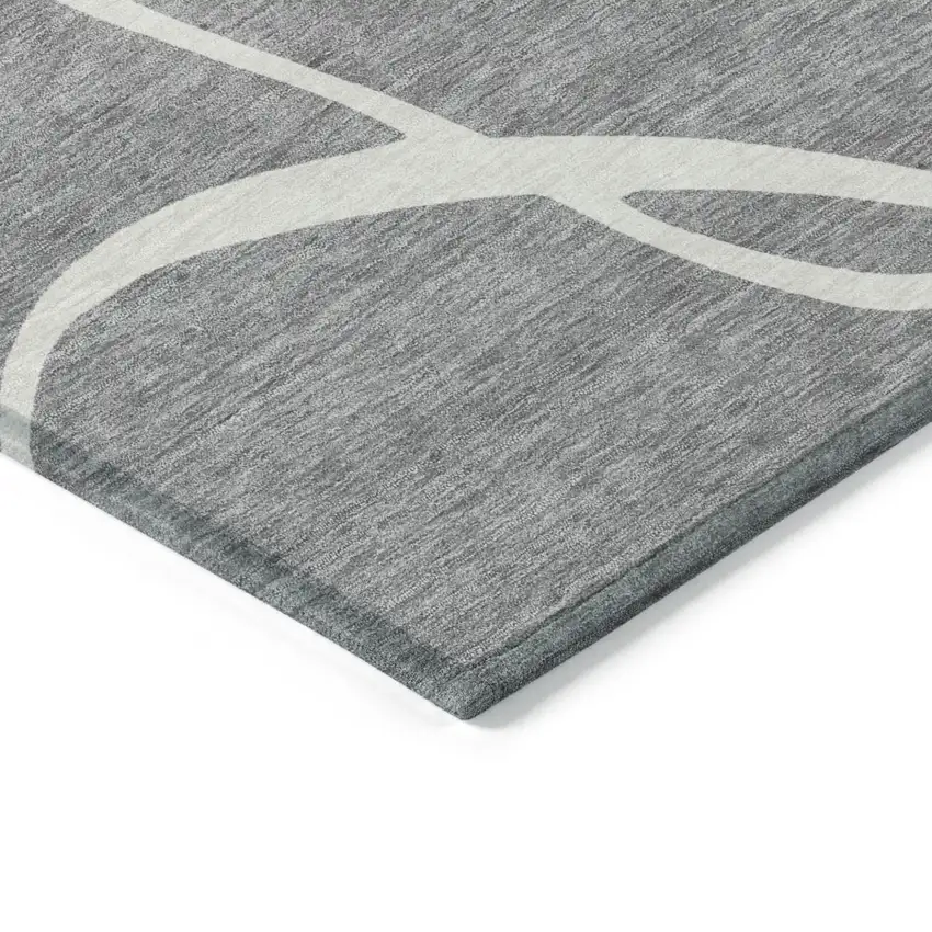 Gray And Ivory Abstract Washable Indoor Outdoor Area Rug Photo 4