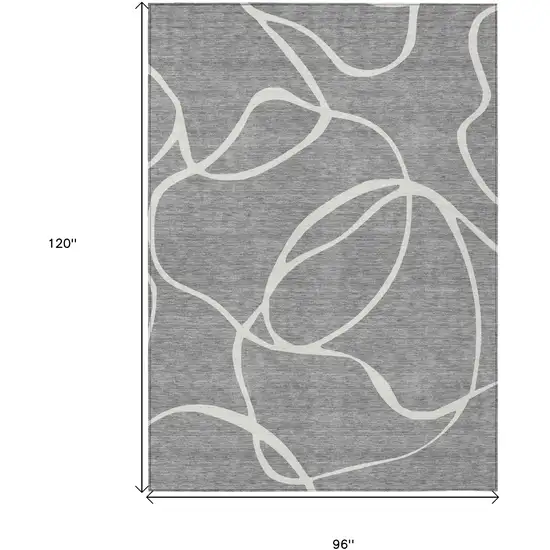 Gray And Ivory Abstract Washable Indoor Outdoor Area Rug Photo 3
