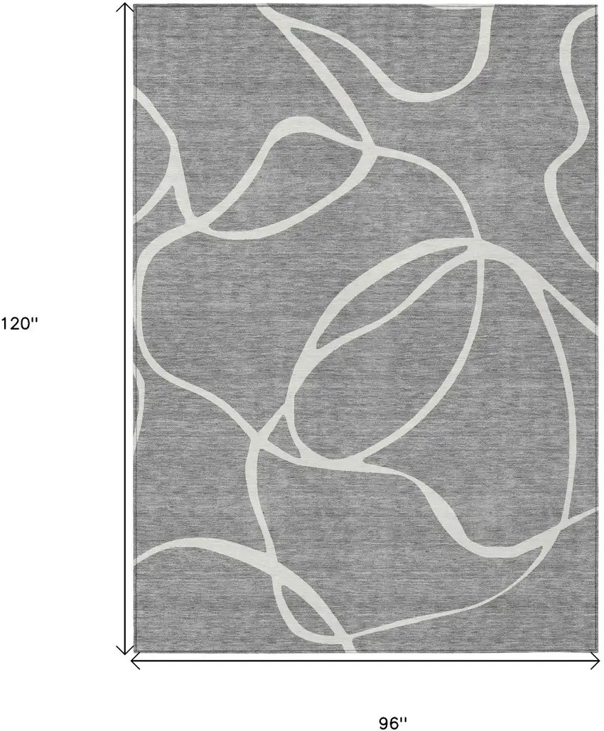 Gray And Ivory Abstract Washable Indoor Outdoor Area Rug Photo 3