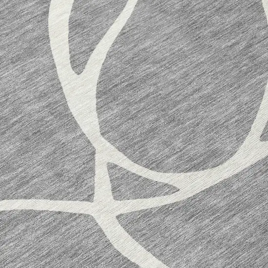 Gray And Ivory Abstract Washable Indoor Outdoor Area Rug Photo 5
