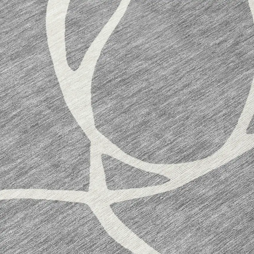 Gray And Ivory Abstract Washable Indoor Outdoor Area Rug Photo 5
