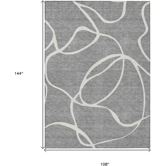 Gray And Ivory Abstract Washable Indoor Outdoor Area Rug Photo 3