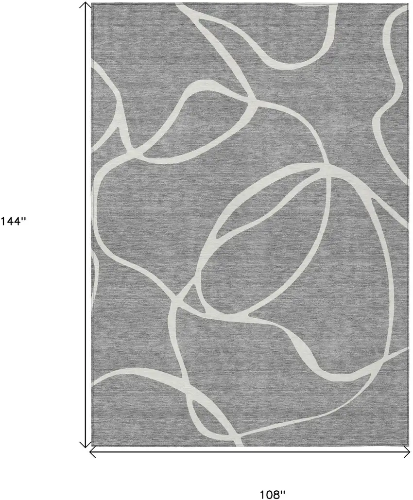 Gray And Ivory Abstract Washable Indoor Outdoor Area Rug Photo 3