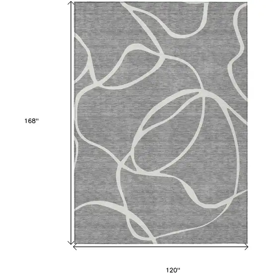 Gray And Ivory Abstract Washable Indoor Outdoor Area Rug Photo 7