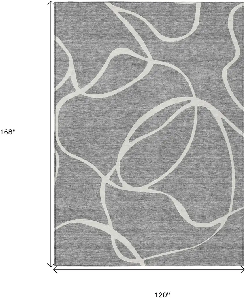 Gray And Ivory Abstract Washable Indoor Outdoor Area Rug Photo 7