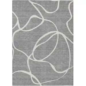 Photo of Gray And Ivory Abstract Washable Indoor Outdoor Area Rug