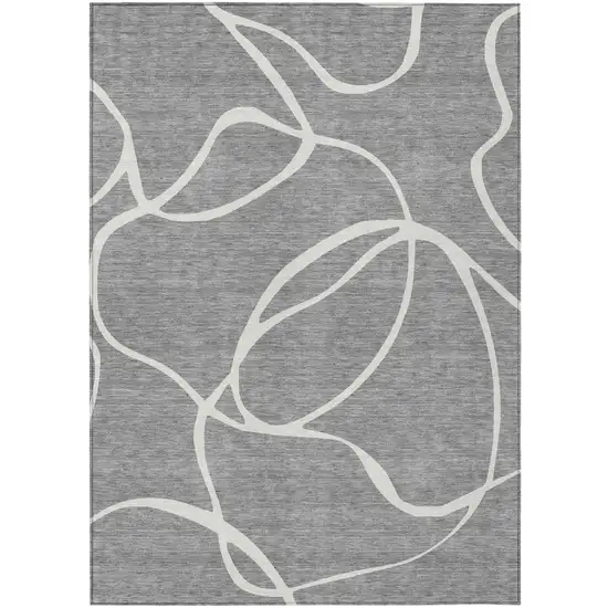 Gray And Ivory Abstract Washable Indoor Outdoor Area Rug Photo 2