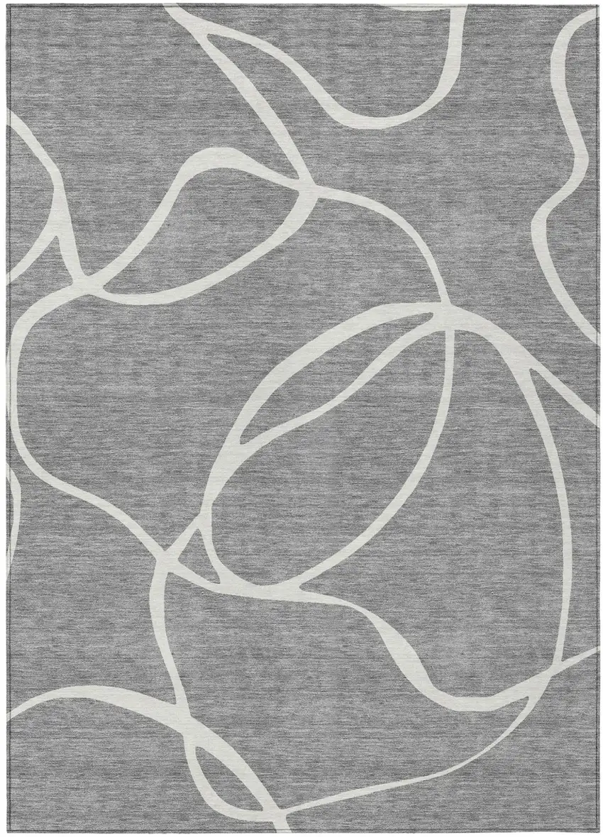 Gray And Ivory Abstract Washable Indoor Outdoor Area Rug Photo 2