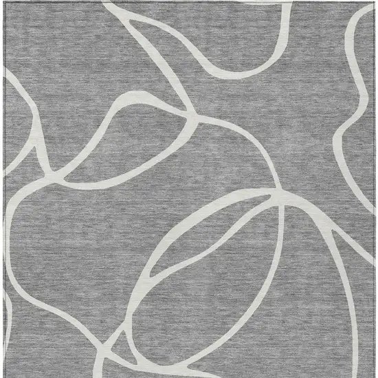 Gray And Ivory Abstract Washable Indoor Outdoor Area Rug Photo 5