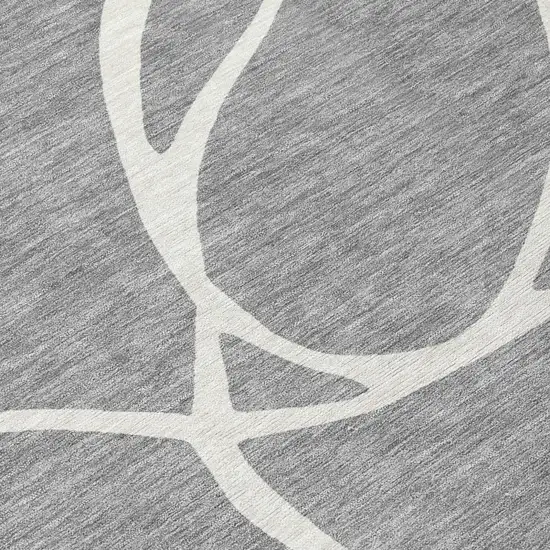 Gray And Ivory Abstract Washable Indoor Outdoor Area Rug Photo 4