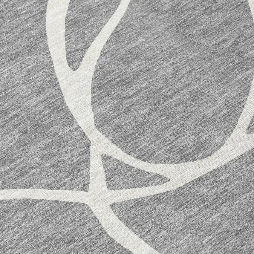 Gray And Ivory Abstract Washable Indoor Outdoor Area Rug Photo 4